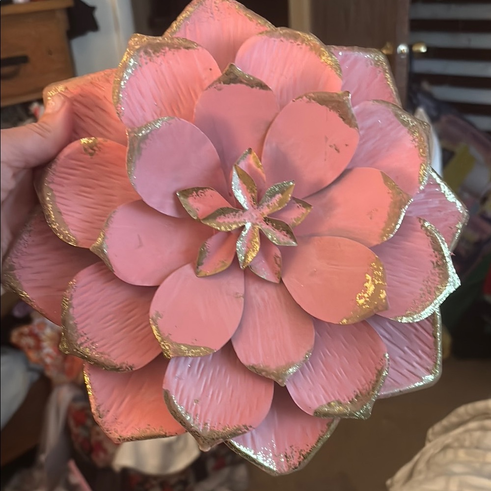 Pink and Gold Decorative Flower Accent